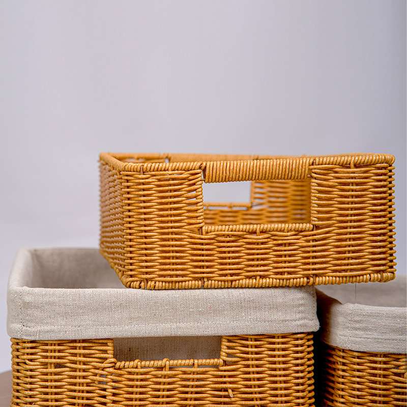 电视柜卧室衣橱储物筐物储化妆品藤提拉收纳编织书籍仿玩具杂志盒