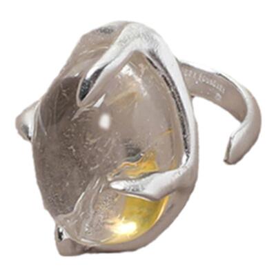 FOUNDRY BOUNDARY设计师品牌原创白水晶扭爪戒指