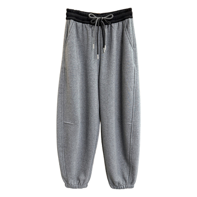 N货加绒撞色松紧腰休闲束脚卫裤