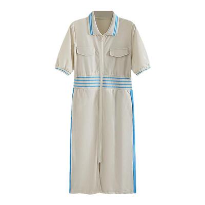 梵凯时尚气质A字裙POLP领连衣裙