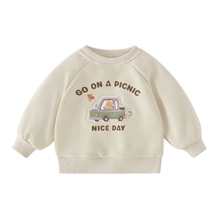 [7A抗菌]宝宝卫衣学院风春季款小车中童上衣小熊印花男童衣服儿童