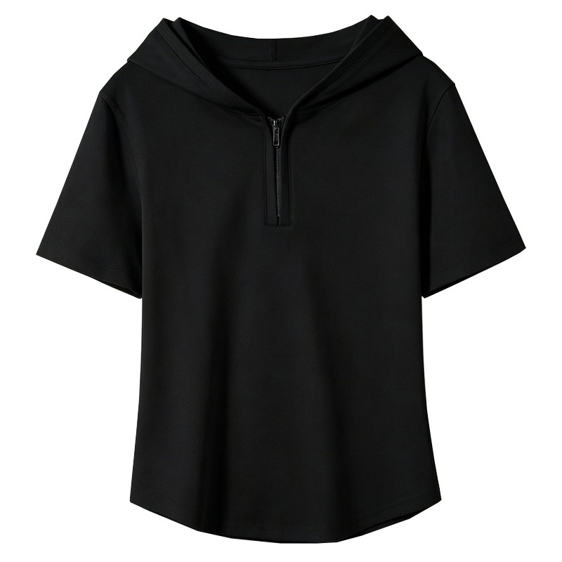 十三行夏季连帽纯色正肩短袖T恤T恤