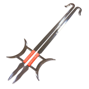 武术表演刀器械虎头钩 不锈钢双钩护手钩月牙钩十八般兵器未开刃