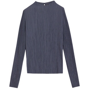 MEDECOO/墨蒂珂2025春季新款圆领长袖套头纯色上衣打底衫MIC62218