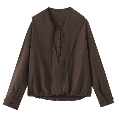 SETTE SEVEN·围巾领假两件套头衬衫女2025粘秋季新款设计感上衣