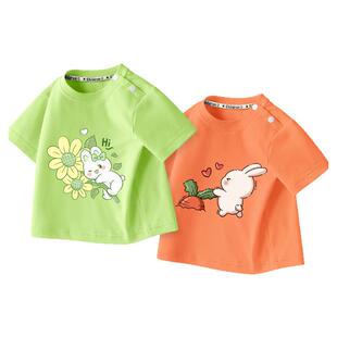 拉夏贝尔女童短袖t恤2026新款婴幼童纯棉打底衫夏装儿童夏天上衣