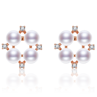 京润珍珠 星妍925淡水珍珠耳钉4-5mm圆形轻奢通勤耳饰送女友礼物D