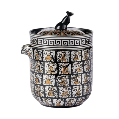 梵汝鎏银千佛石窟旅行茶具中式文创便携式快客杯高端陶瓷功夫茶具