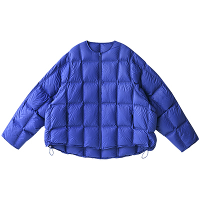 拉链宽松绗缝方格轻型泡芙羽绒服