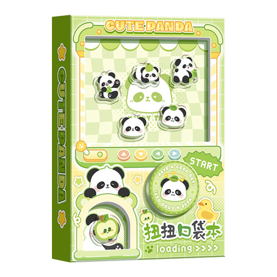 熊猫扭蛋机口袋本笔记本子高颜值手帐机关本小学生解压手账本可爱女孩趣味文具礼物游戏小本子彩色内页记事本