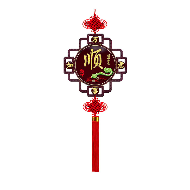 高档新款桃木中国结挂件大号福字客厅玄关中式背景墙门上乔迁装饰