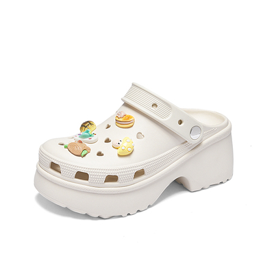 达芙妮米色厚底洞洞鞋女沙滩凉拖