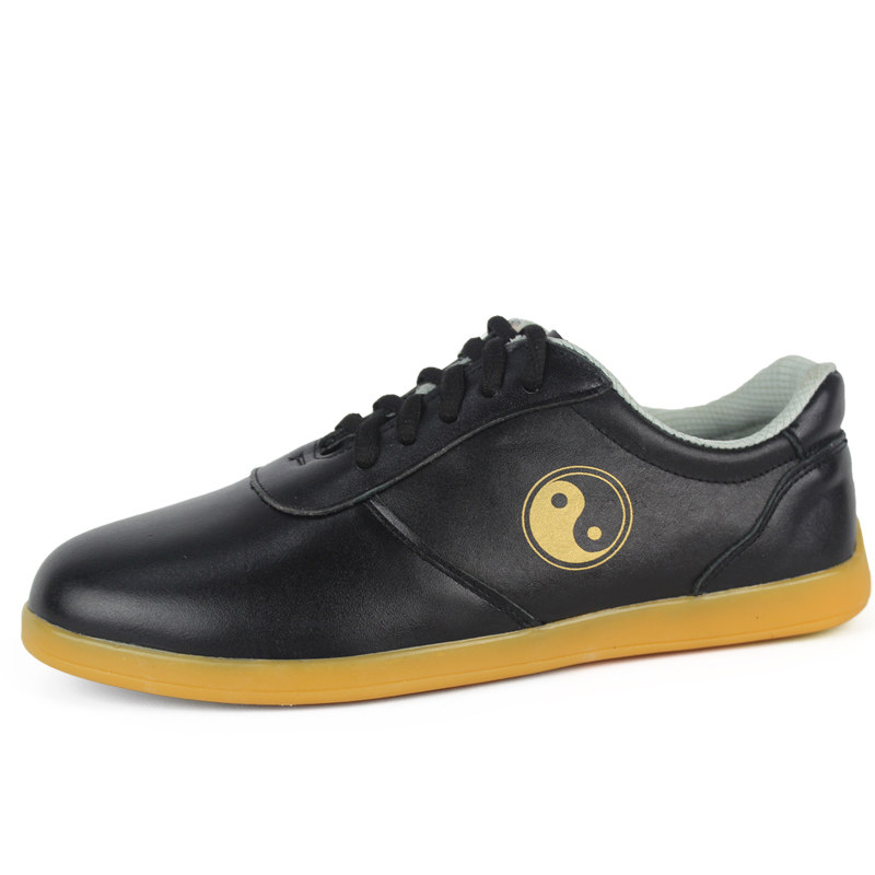 乔尚 头层软牛皮牛筋底白色太极鞋 男女春秋真皮透气黑色练功鞋