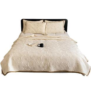 韩式小花边双面纯棉床盖三件套夹棉绗缝全棉加厚床单防滑四季通用