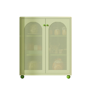 中古风钢制餐边柜储物柜靠墙一体客厅多功能铁艺收纳柜沙发旁矮柜