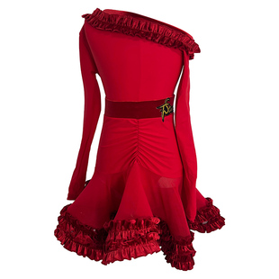 天生舞者女童拉丁舞练功服高级感长袖花边上衣鱼骨裙演出表演服