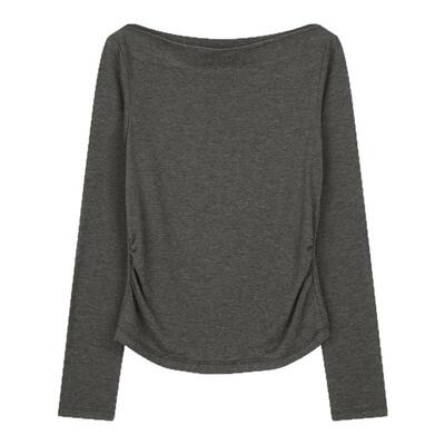 solighter一字领收腰针织衫