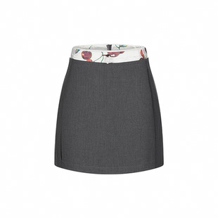 官方授权 FAEfreeandeasy zootsuit 双腰头条纹西装裙樱桃A字短裙