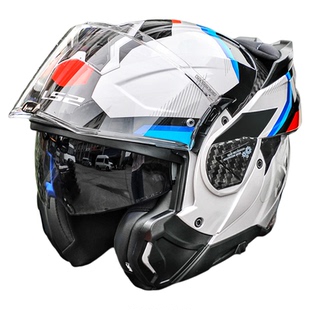 LS2后空翻头盔揭面盔摩托车双镜片防雾鲨鱼机车全盔摩旅四季FF910