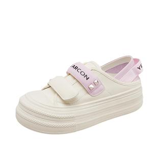 意尔康女鞋春秋季休闲大头板鞋女士英伦风时尚潮流单鞋魔术贴