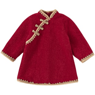 女童汉服周岁礼服男宝兄妹装姐弟装女宝连衣裙男童唐装新中式冬装