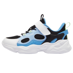 特步儿童鞋2026春季新款网面透气运动鞋魔术贴男童鞋男孩跑步鞋子