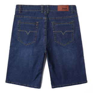 夏季薄款牛仔短裤男宽松阔腿七分裤弹力高腰深裆中年7分中裤马裤