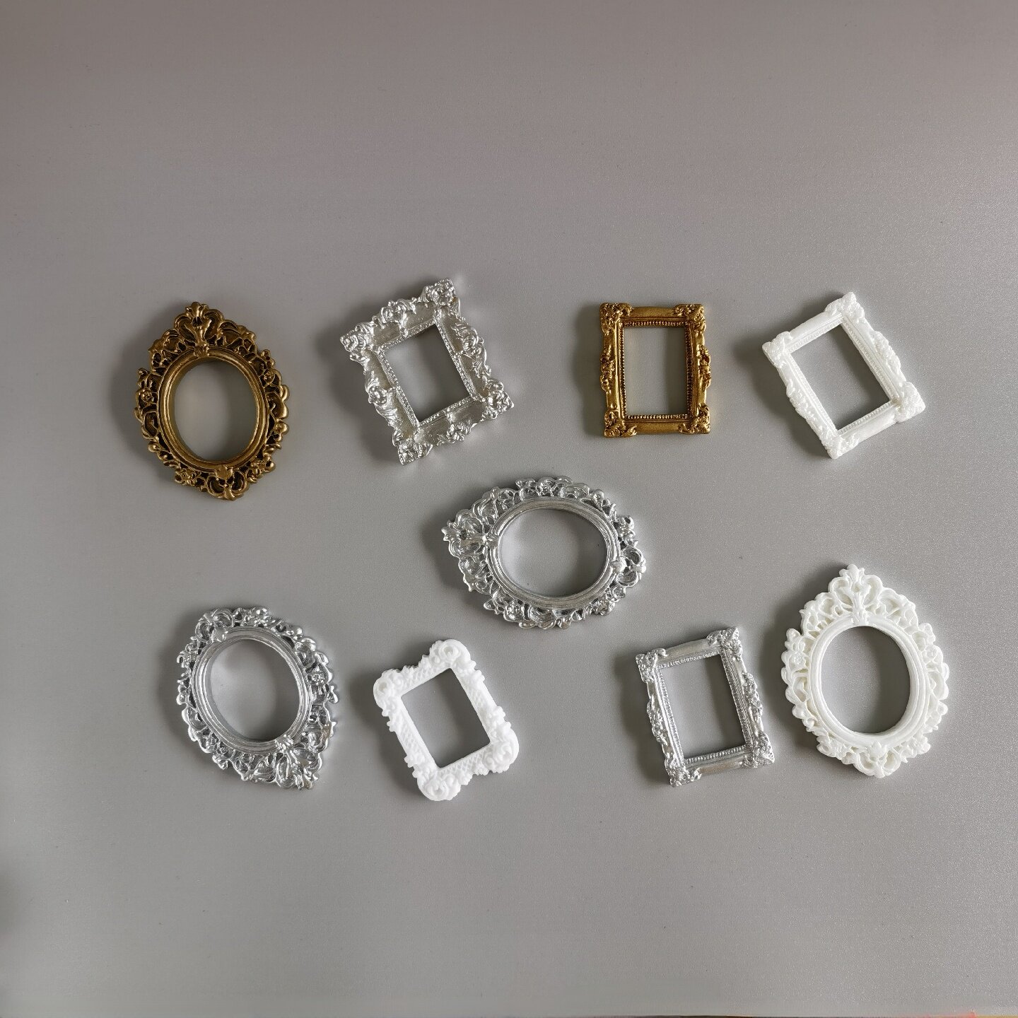 欧式复古金银色相框饰品配件娃屋diy手作奶油胶造景停车牌小摆件