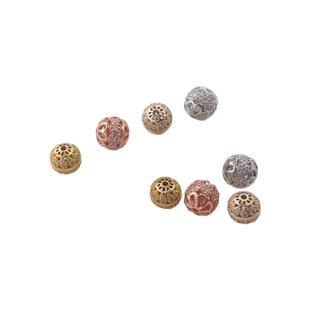 18K包金保色镂空镶嵌锆石珠10MM绣球隔珠散珠diy隔片手链项链配件