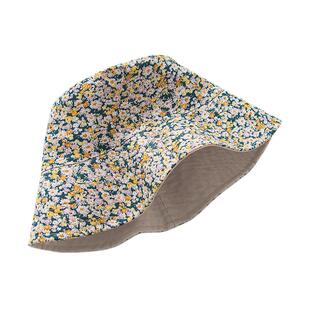 UV防晒帽双面渔夫帽女碎花妈妈春夏遮阳帽轻薄透气太阳帽防紫外线