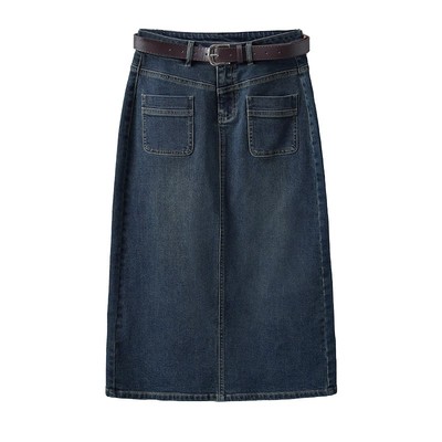 牛仔裙女开叉复古半身裙长款