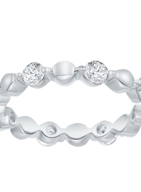 莫桑石纯银圆珠排戒女简约小众手饰叠戴戒指时尚高级感