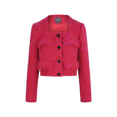 MARYLING方形领短款粗花呢外套