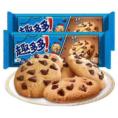 趣多多香脆曲奇软式香浓巧克力饼干80g袋装儿童零食小吃休闲零食