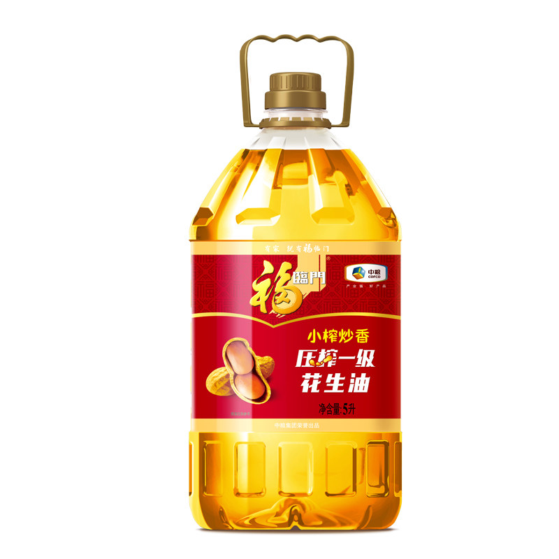 福临门小榨炒香压榨一级花生油5L