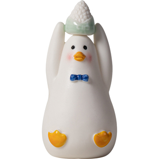 陶瓷可爱小鸭子茶宠摆件一举高中加油鸭桌面装饰学生幸运吉祥礼物