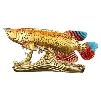 威弗列德《金龙鱼》铜摆件 招财鱼形年年有鱼办公室家居开业礼品