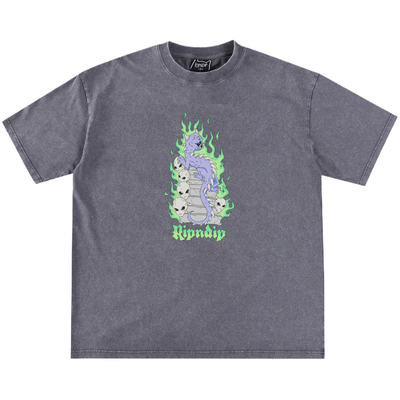 美国RIPNDIP恶搞地狱火龙纯棉T恤