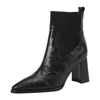 星期六加绒尖头瘦瘦袜靴女冬