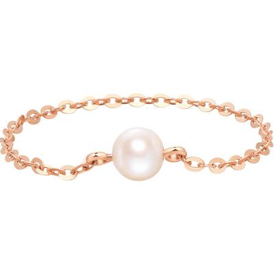 明牌珠宝18k金樱花圆点红珍珠