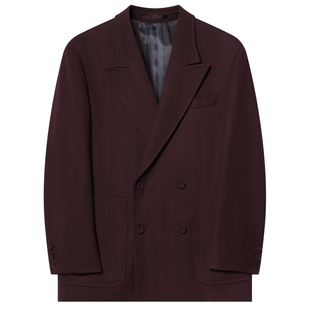 JDV男装暗红复古休闲西服外套春秋季新款宽松英伦风西装WMJ51W1