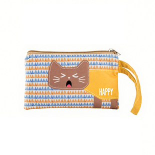 可爱卡通零钱包女帆布迷你便携收纳包简约手拿包放零钱钥匙手机袋