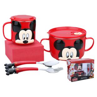 迪士尼儿童碗大童不锈钢勺叉筷套装小孩家用防摔烫宝宝吃饭双耳碗