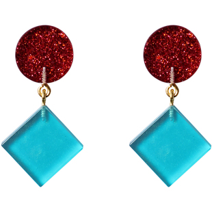 高级感会动的耳钉复古简约镂空法式莫兰迪蓝色系简约耳环耳夹超仙