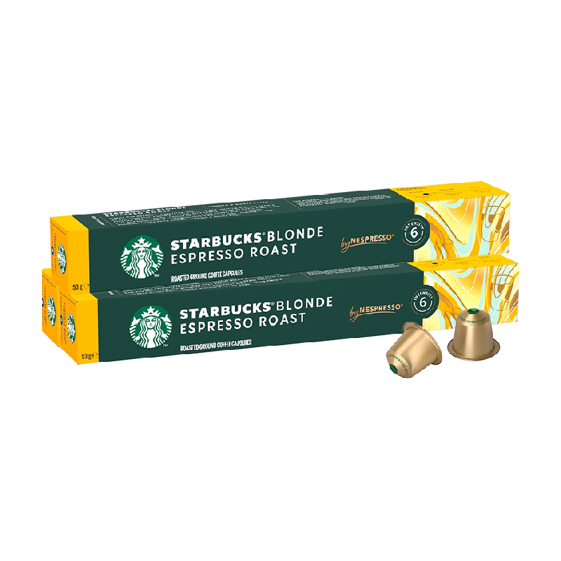 【进口】星巴克Blonde轻度烘焙浓缩甘醇NESPRESSO胶囊咖啡53g*3盒