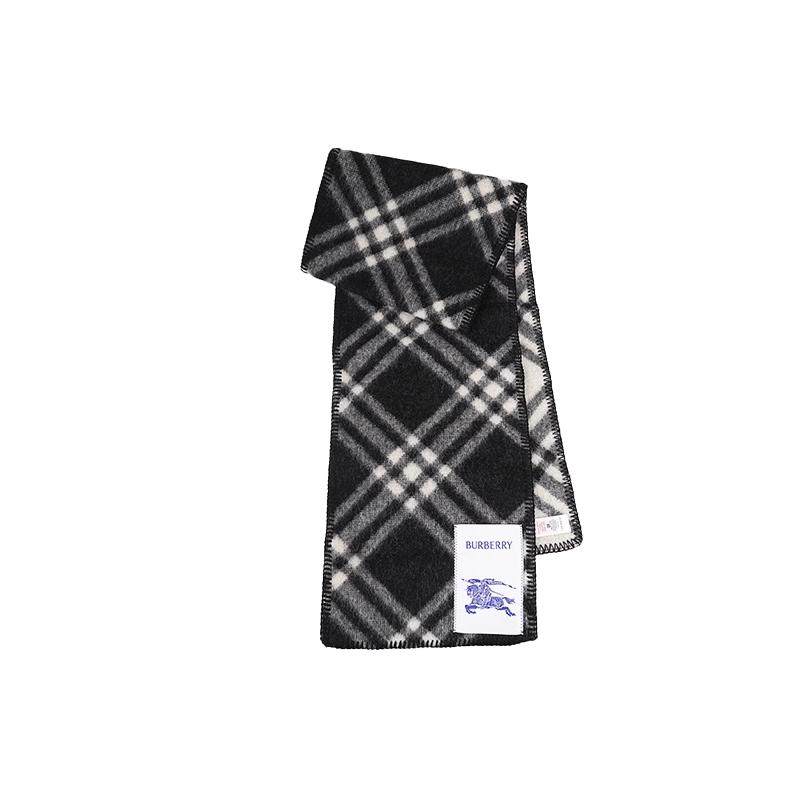 【自营】BURBERRY/博柏利 山羊绒情侣条纹格子保暖围巾礼盒礼袋款