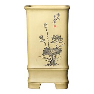 神力精品花盆四方紫砂花盆陶瓷花盆兰花悬崖盆景老桩松柏树花卉盆