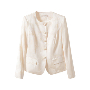 FUYAO扶摇 新中式提花西装外套女2026春季新款气质小香风淑女西服