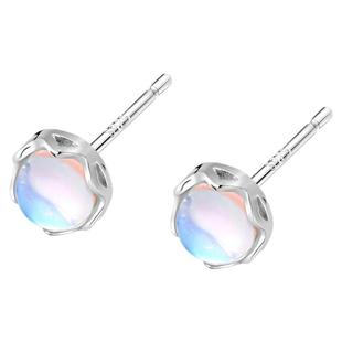925纯银月光石耳钉女小众设计感养耳洞耳环2025年新款耳骨钉耳饰