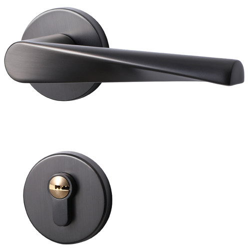 烁盾黑灰色现代门锁室内木门房门锁卧室静音磁吸分体锁家用门把手